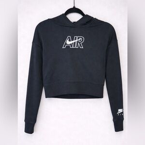 Nike Air Black Cropped Hoodie with Logo - Girls Size Large - GUC